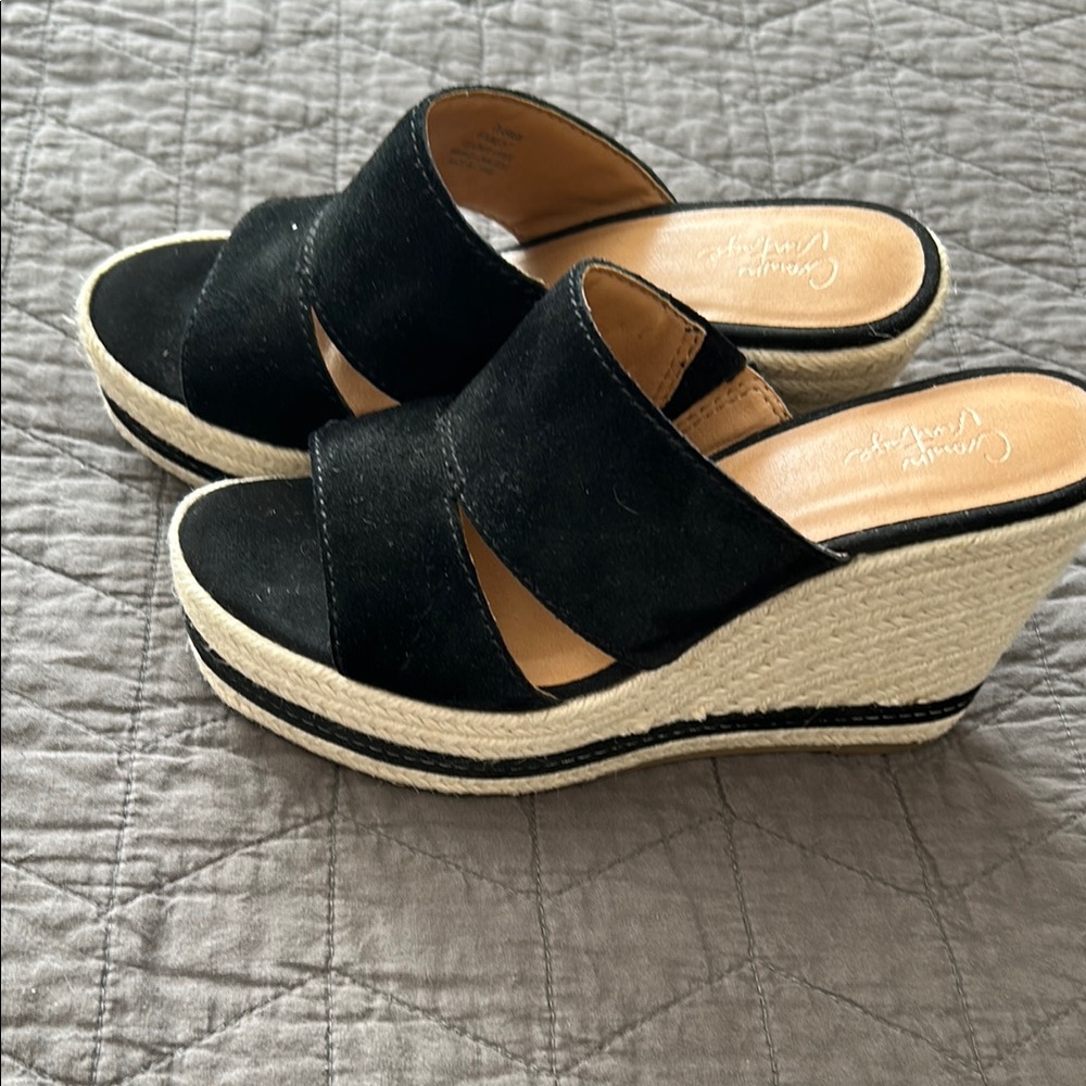 Never worn! Black Wedge Sandals!  NWT!